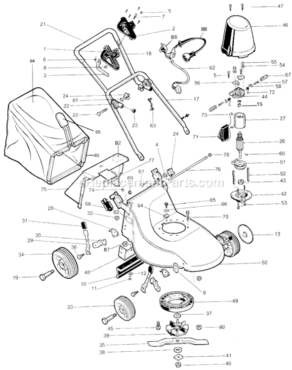 Page A Diagram and Parts List for M700 Type 2 Black and Decker Lawn Mower